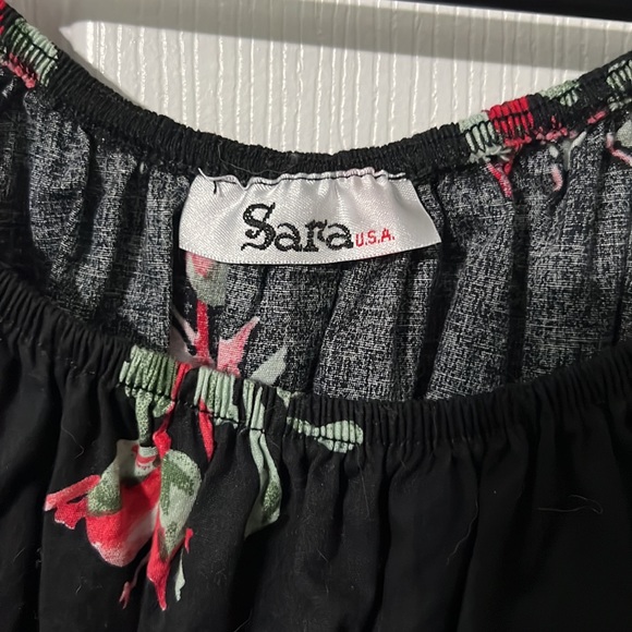 Black Retro floral dress - S - Picture 2 of 2